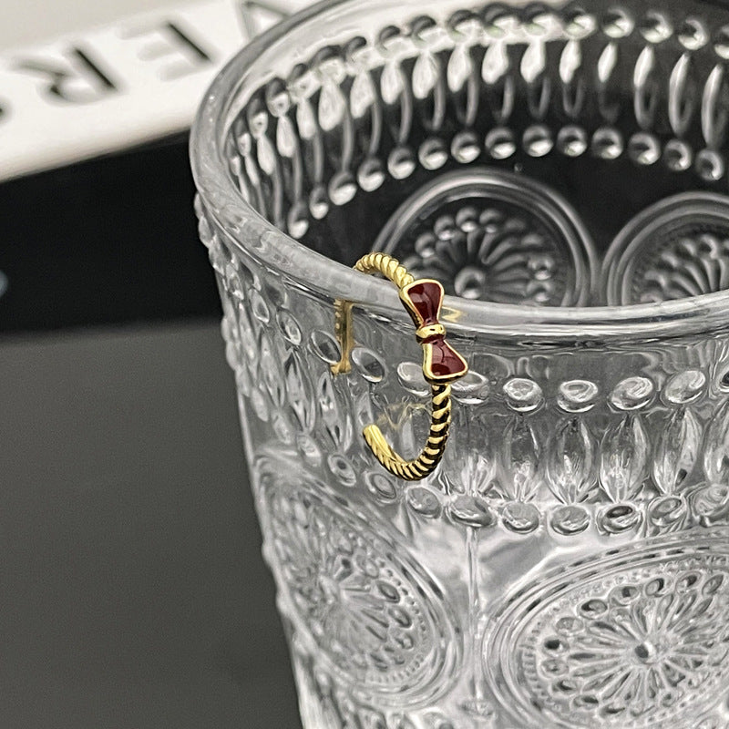 Wholesale Red Drop Glaze White Open Ring