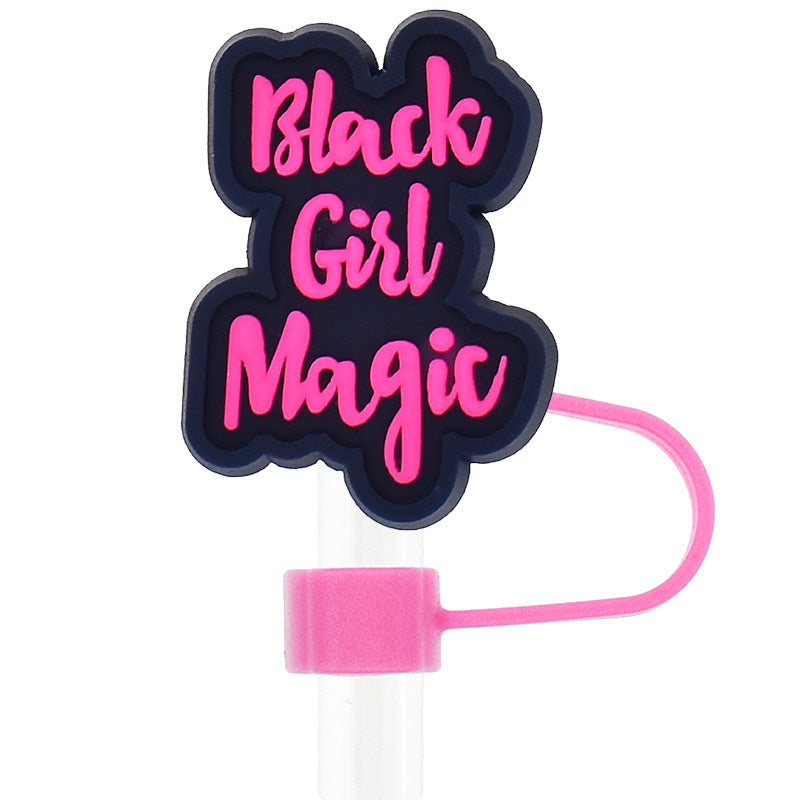 Wholesale  Random 100pcs Black Series 10mm PVC Soft Straw Tube Cap