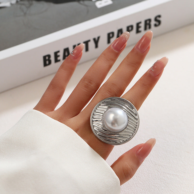 Wholesale  Asymmetrical Winding Pearl Open Ring