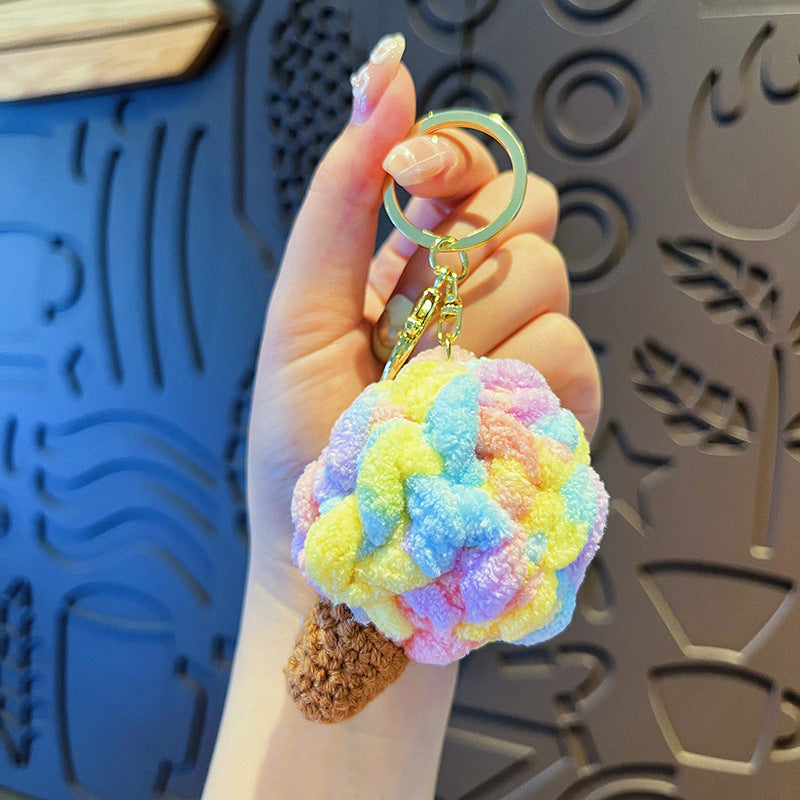 Wholesale Colorful Plush Ice Cream Keychain Cartoon Bag Charm Cute Gift