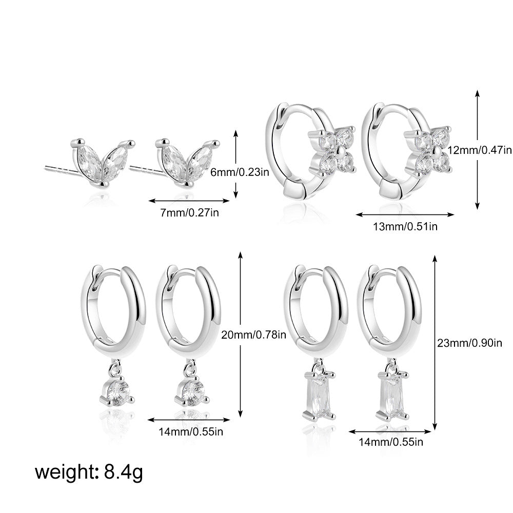 Wholesale 18K gold simple temperament inlaid zircon earrings