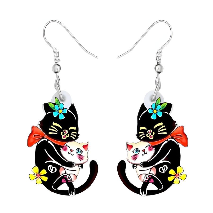 Wholesale Cute Christmas Cat Acrylic Earrings