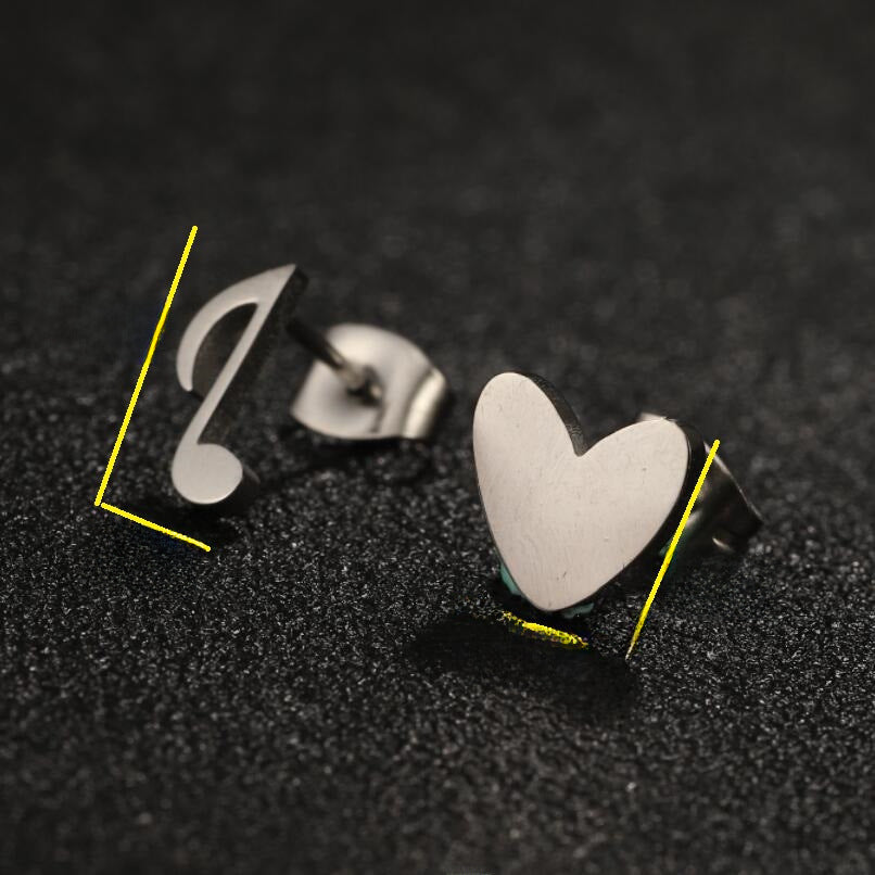 Wholesale Stainless steel Asymmetric Love Note Small Earrings