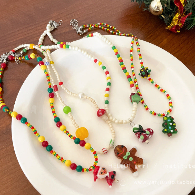 Wholesale Christmas Tree Clavicle Beaded Necklaces Choker Necklaces ACC-NE-Fanshi001