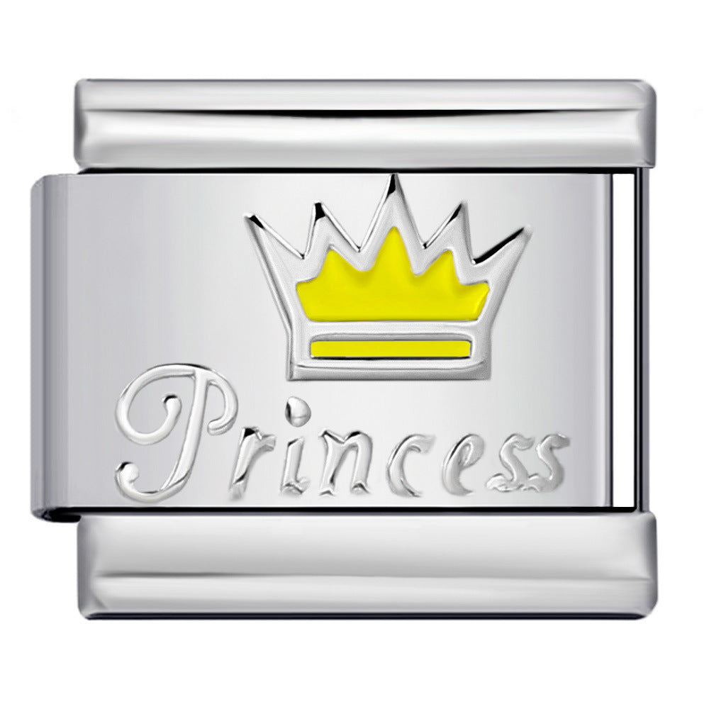 Wholesale Italian Charm Bracelet 9mm DIY Colorful Enamel Crown Series  Creative Stainless Steel Composable Bracelet