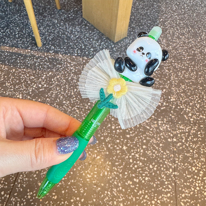 Wholesale  Creative Cute Panda Silk Bow Ballpoint Pen