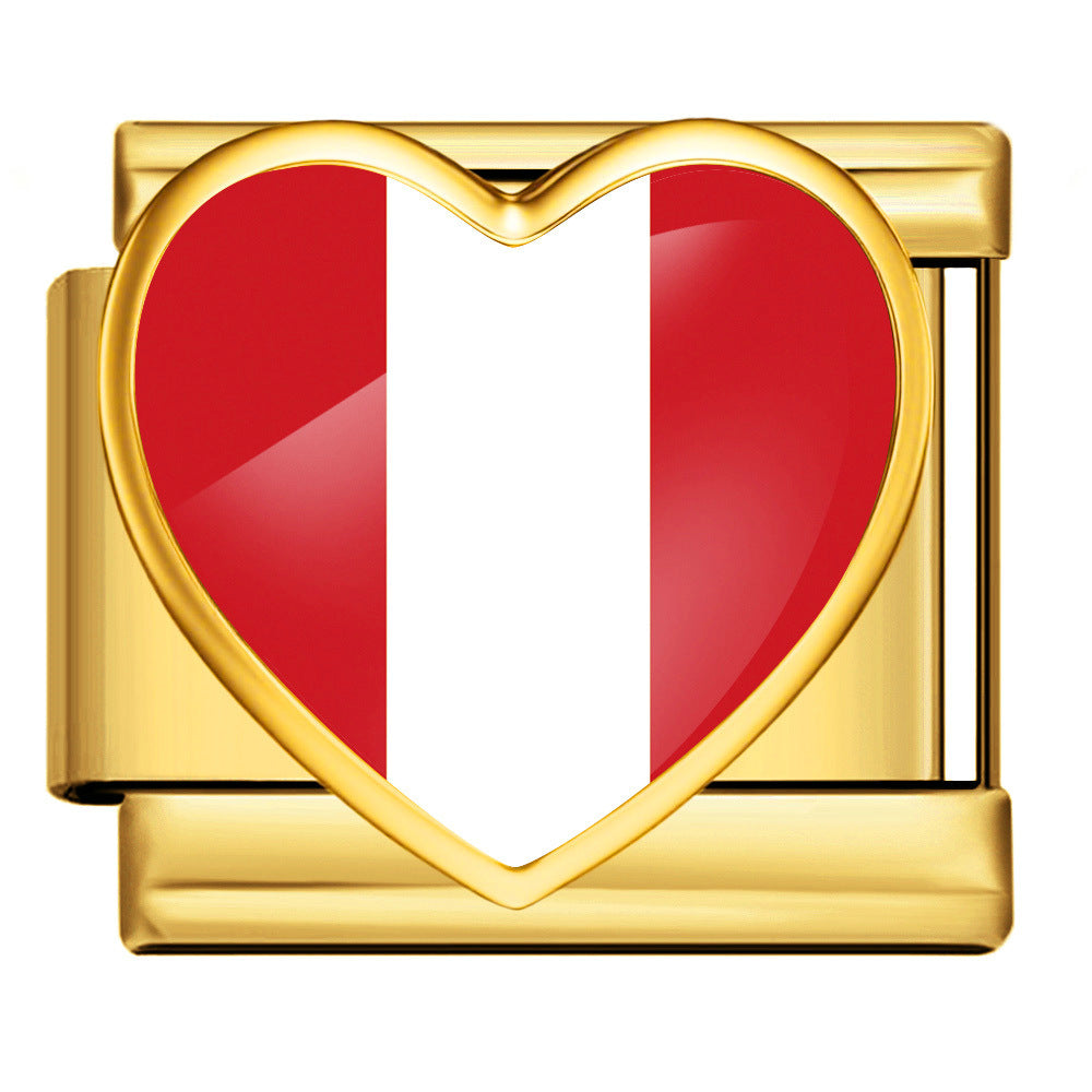 Wholesale Heart-Shaped Flag Pattern Stainless Steel Bracelet Strap Chain Fashion Accessory Gift
