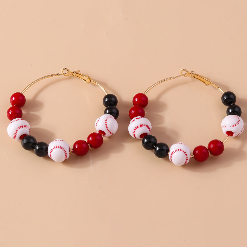 Wholesale Sports Ball Beaded Earrings