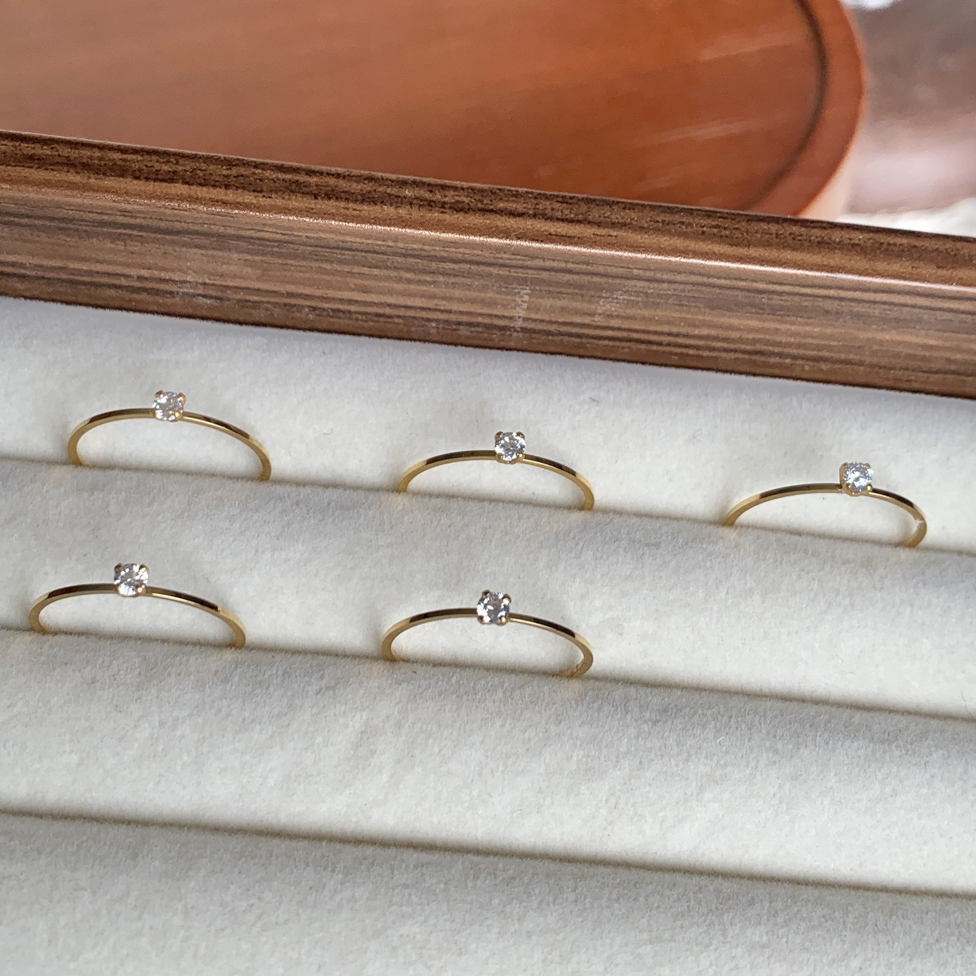 Wholesale Chic Titanium Steel Zircon Stackable Ring Simple Polished Plating Everyday Fashion Accessory
