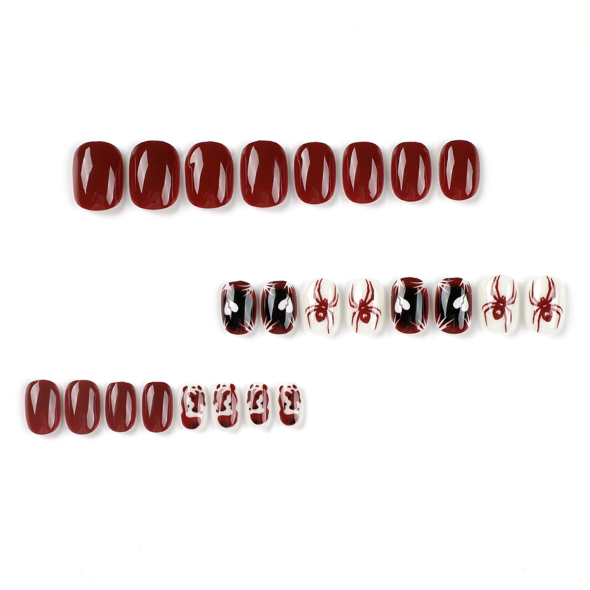 Wholesale Pieces/box White Heart Red Spider Press-on Nails Kits Nail Stickers ACC-NS-LeFan036