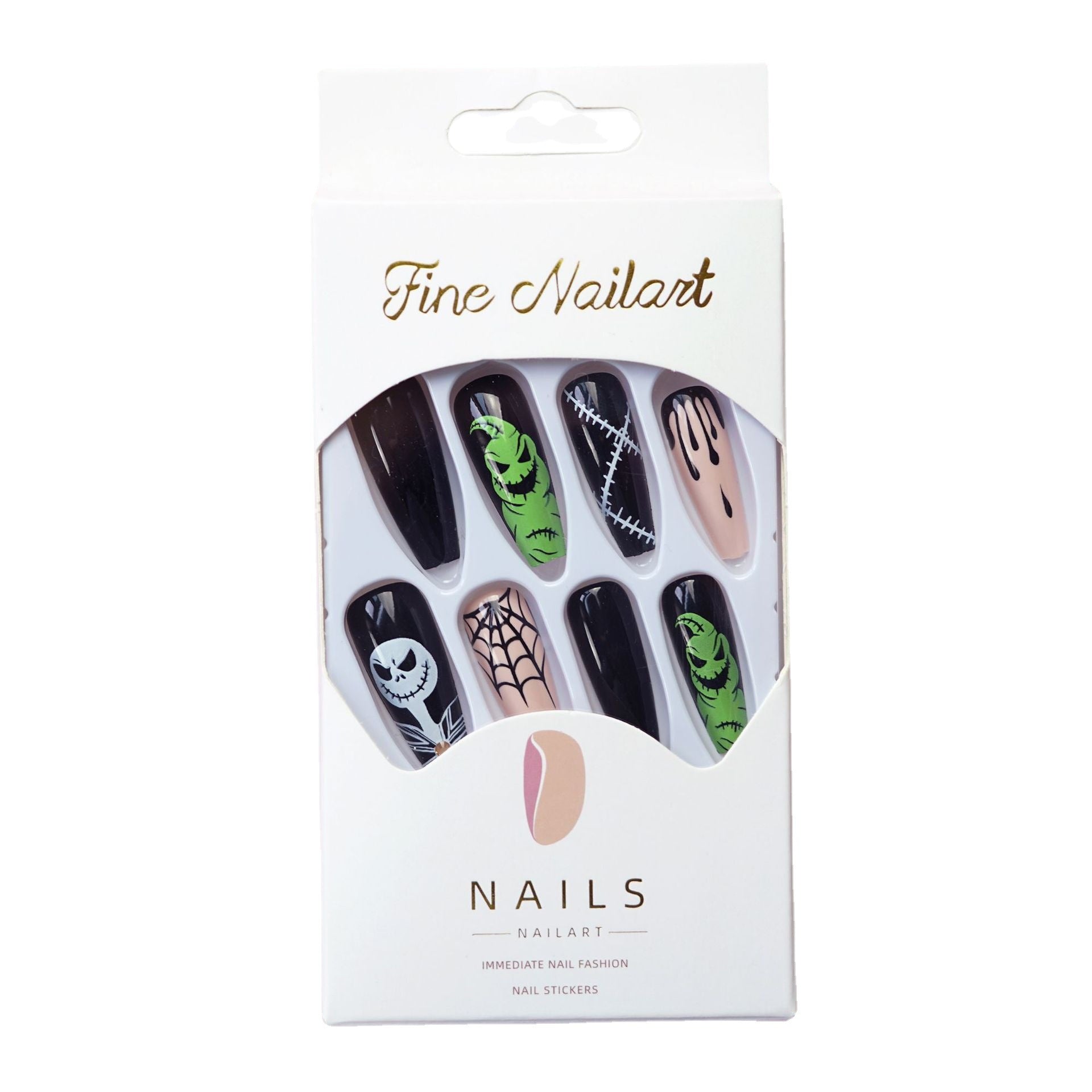 Wholesale 24 Pieces/ box  Black Nails Kits Nail Stickers