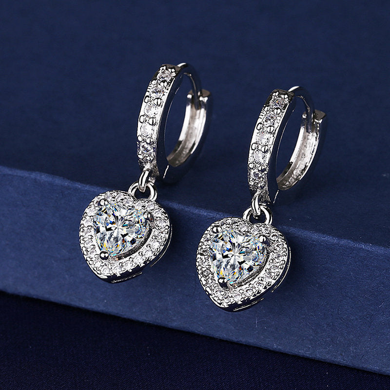 Wholesale  love earrings earbuckle  inlaid zircon ins female earrings