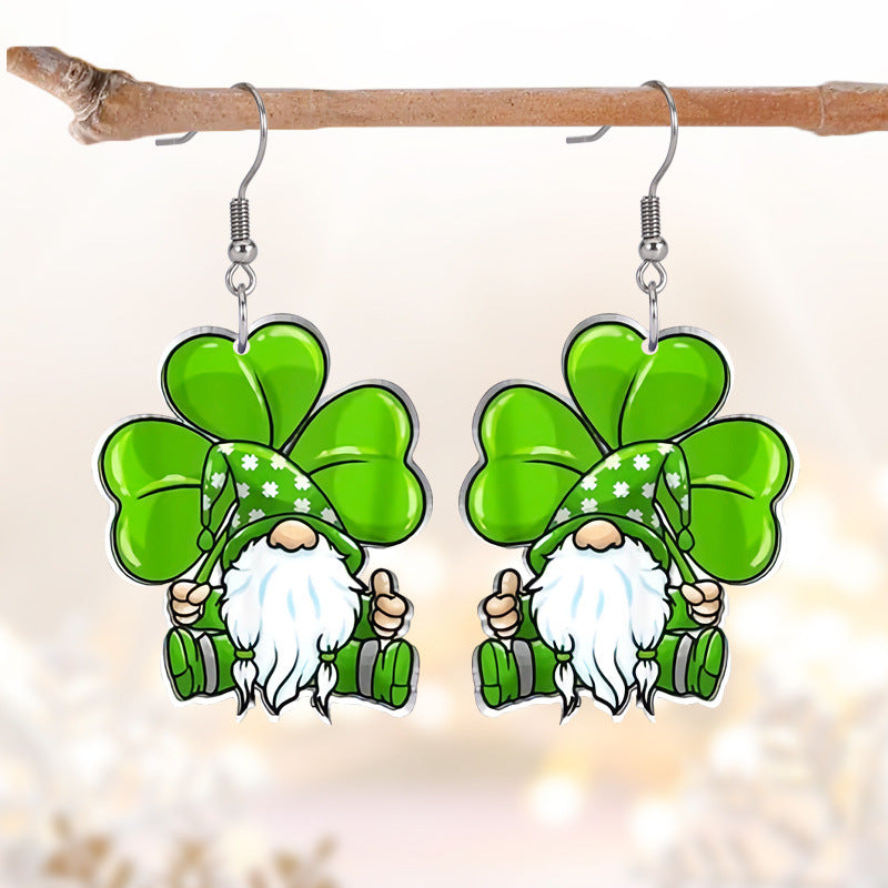 Wholesale St. Patrick's Day Green Dwarf Acrylic Earrings