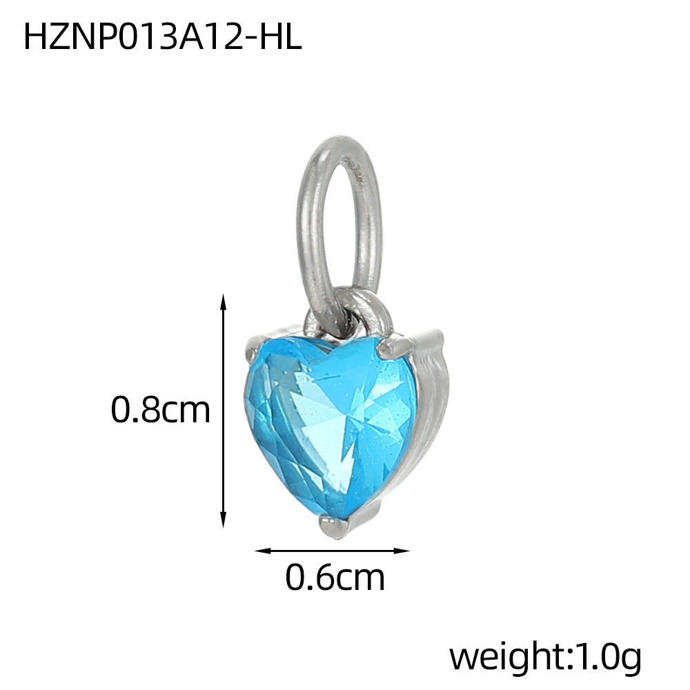 Wholesale stainless steel heart-shaped zircon pendant