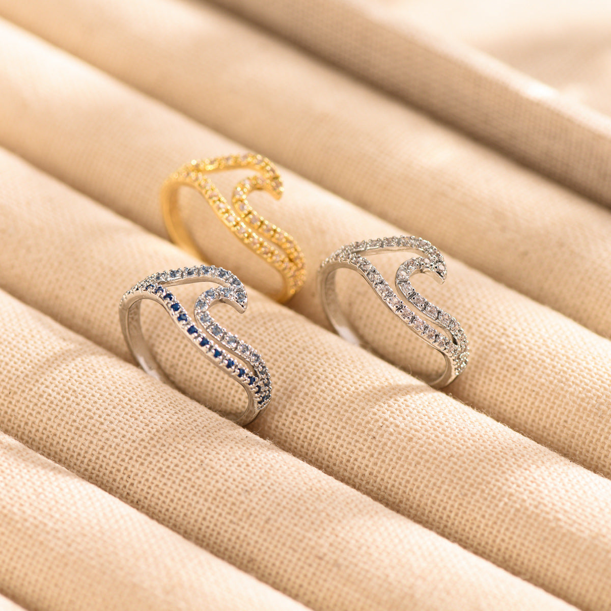 Wholesale  double wave ring personalized  double color copper ring