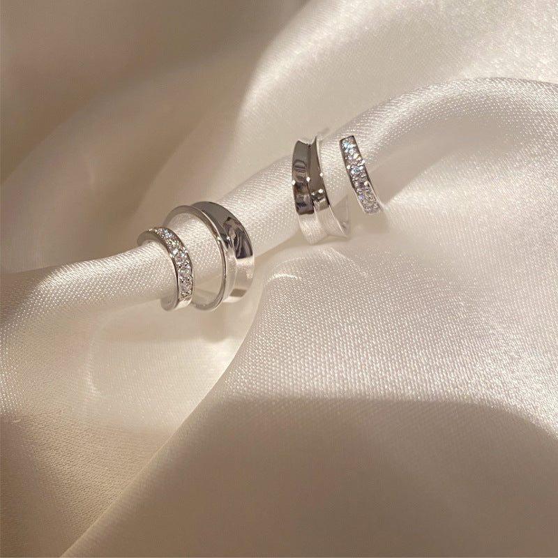 Wholesale C-Shape Double-Layer Earrings for Women - Platinum Plated Simple Modern Half-Circle Design Boutique Resale