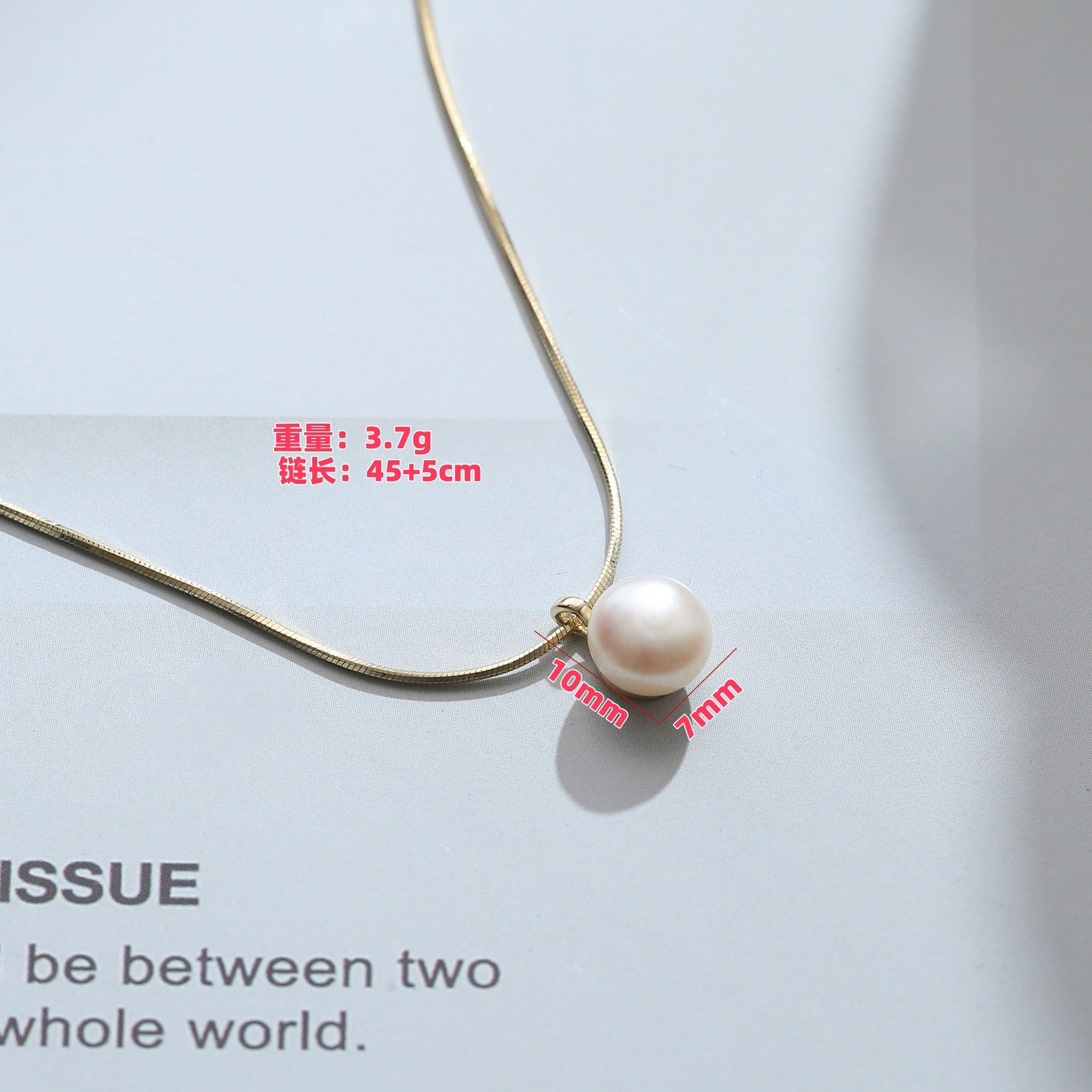 Wholesale 18k Real Gold Snake Bone Chain  Pearl Necklace