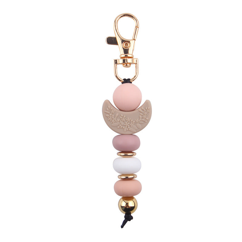 Wholesale Moon Heart Shape Silicone Beaded Keychain Creative Keychain ACC-KC-GuangTian076