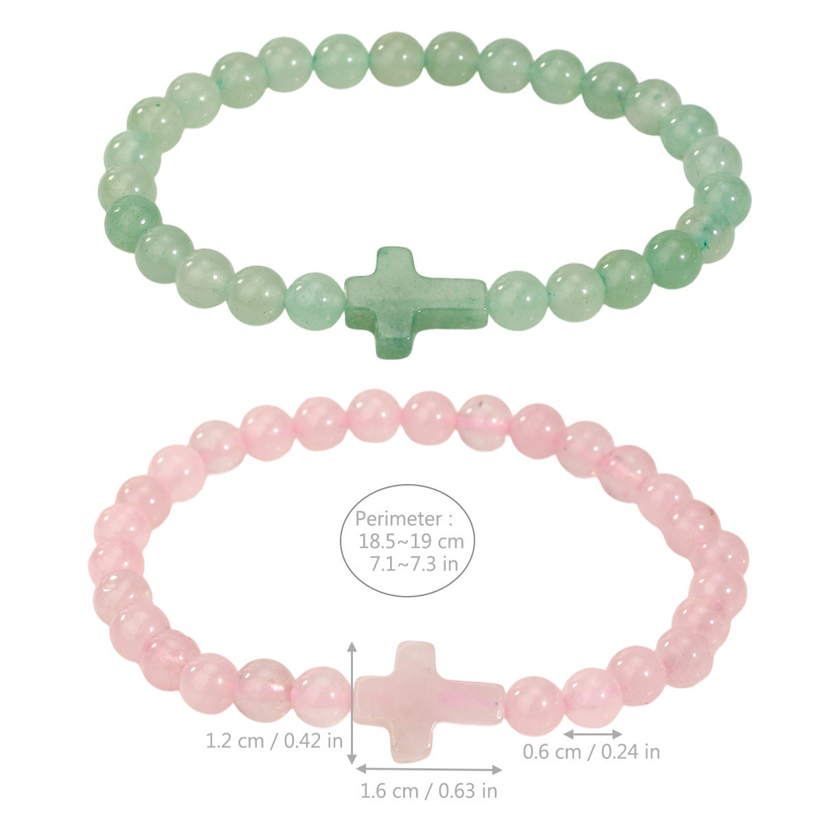 Wholesale Pink Crystal Cross Bracelet Natural Stone Beaded Jewelry Accessory for Everyday Wear