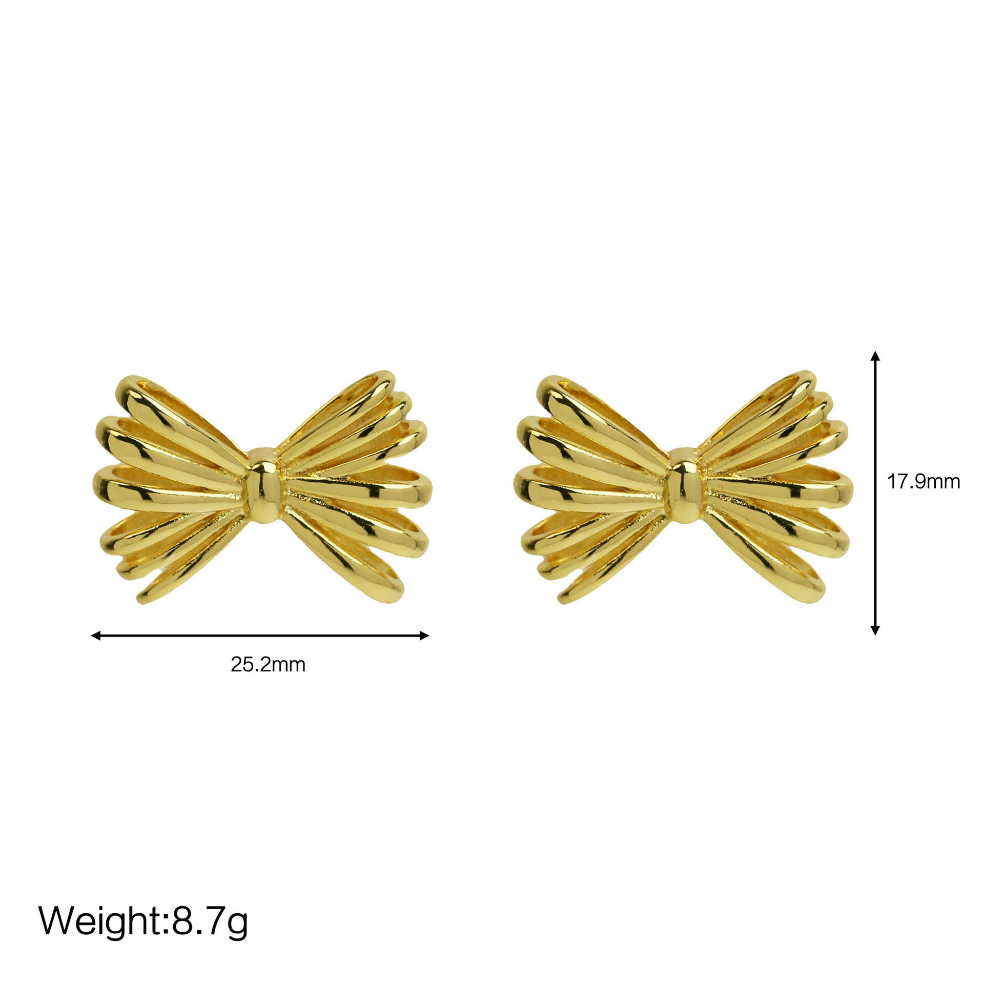 Wholesale  copper plated 18k gold female bow earrings