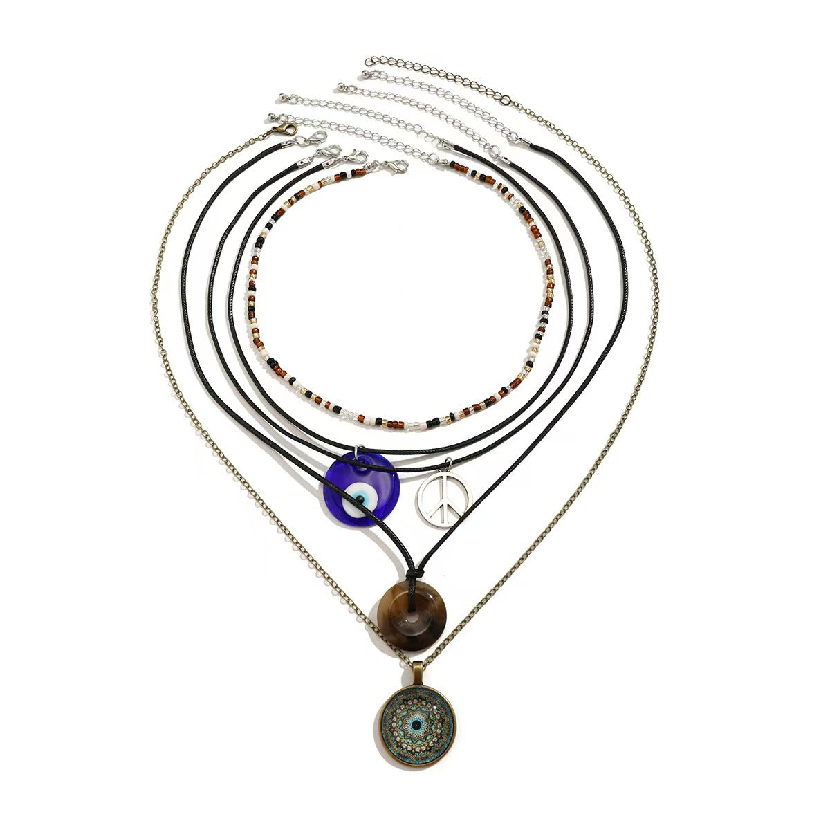 Wholesale Jewelry Vintage Beaded Necklace Devil's Eye Turquoise Pendant Clavicle Chain