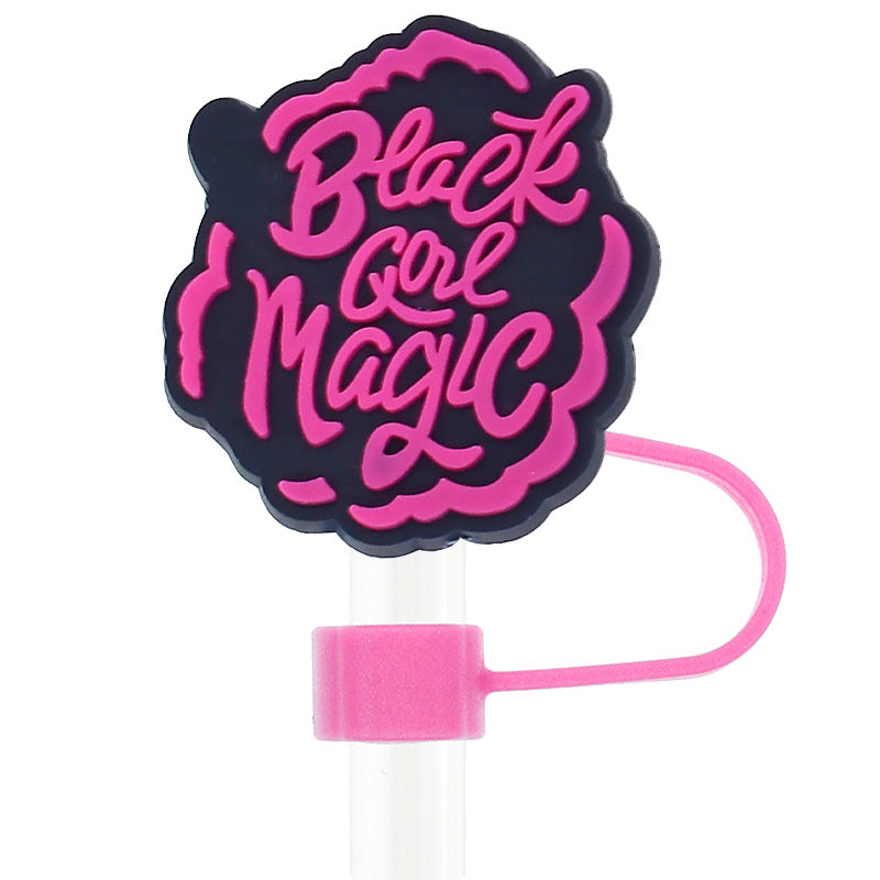 Wholesale Random 100pcs Black Girls 10mm PVC Soft Straw Tube Cap  ACC-SCR-RYY111