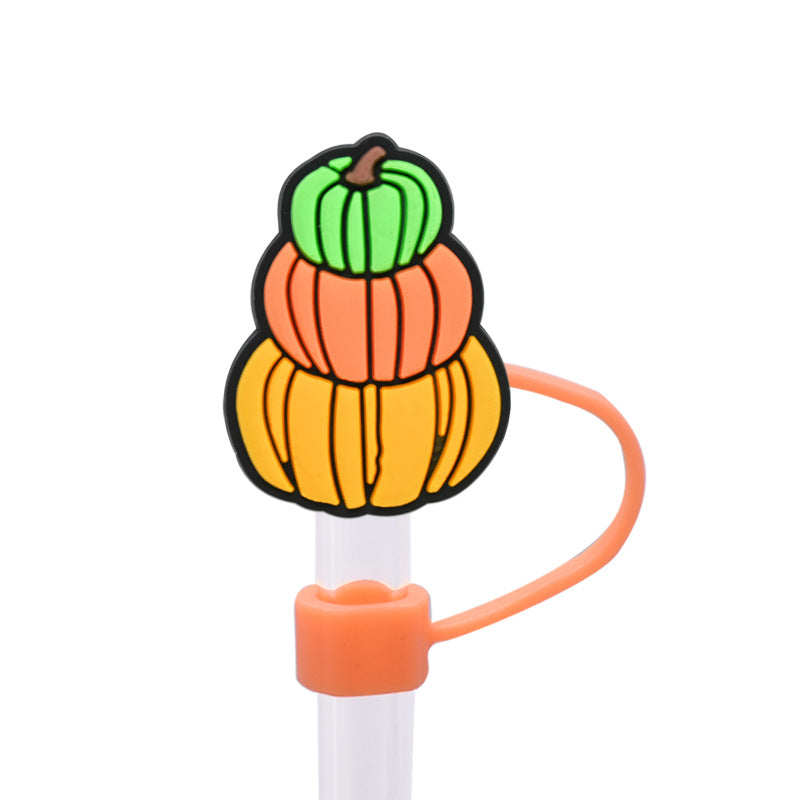 Wholesale Random 100pcs Autumn Series PVC Soft Straw Tube Cap