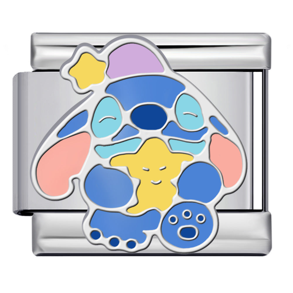 Wholesale Italian modular  stainless steel welded gold-plated cartoon animal DIY  bracelet