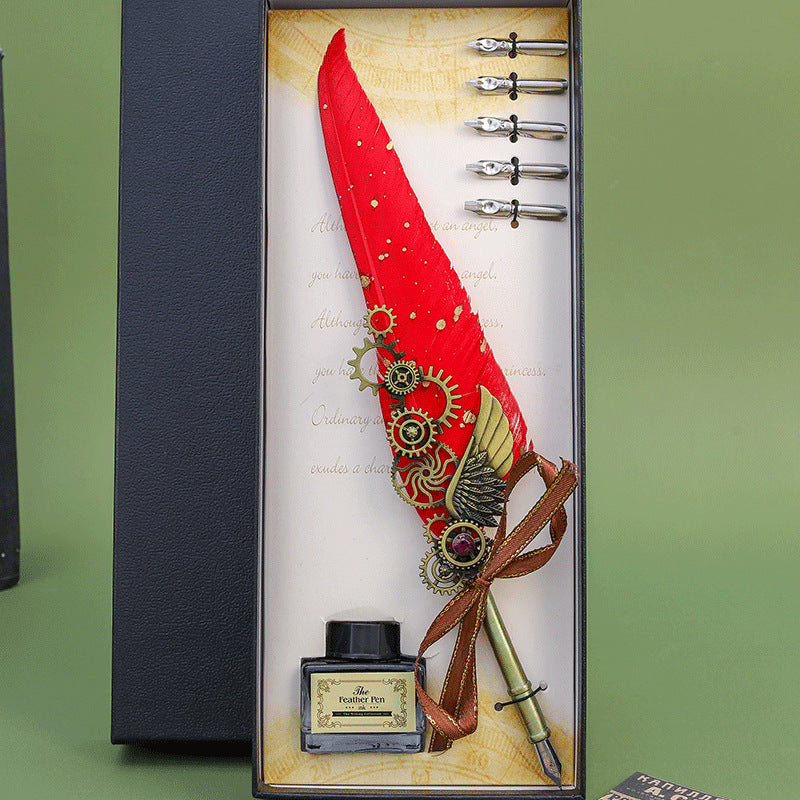 Wholesale Retro feather pen mechanical  gears gift box