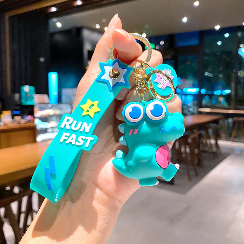 Wholesale Cartoon Doll Big Eye Dinosaur PVC Soft Glue Keychain Creative Keychain ACC-KC-XinShu003
