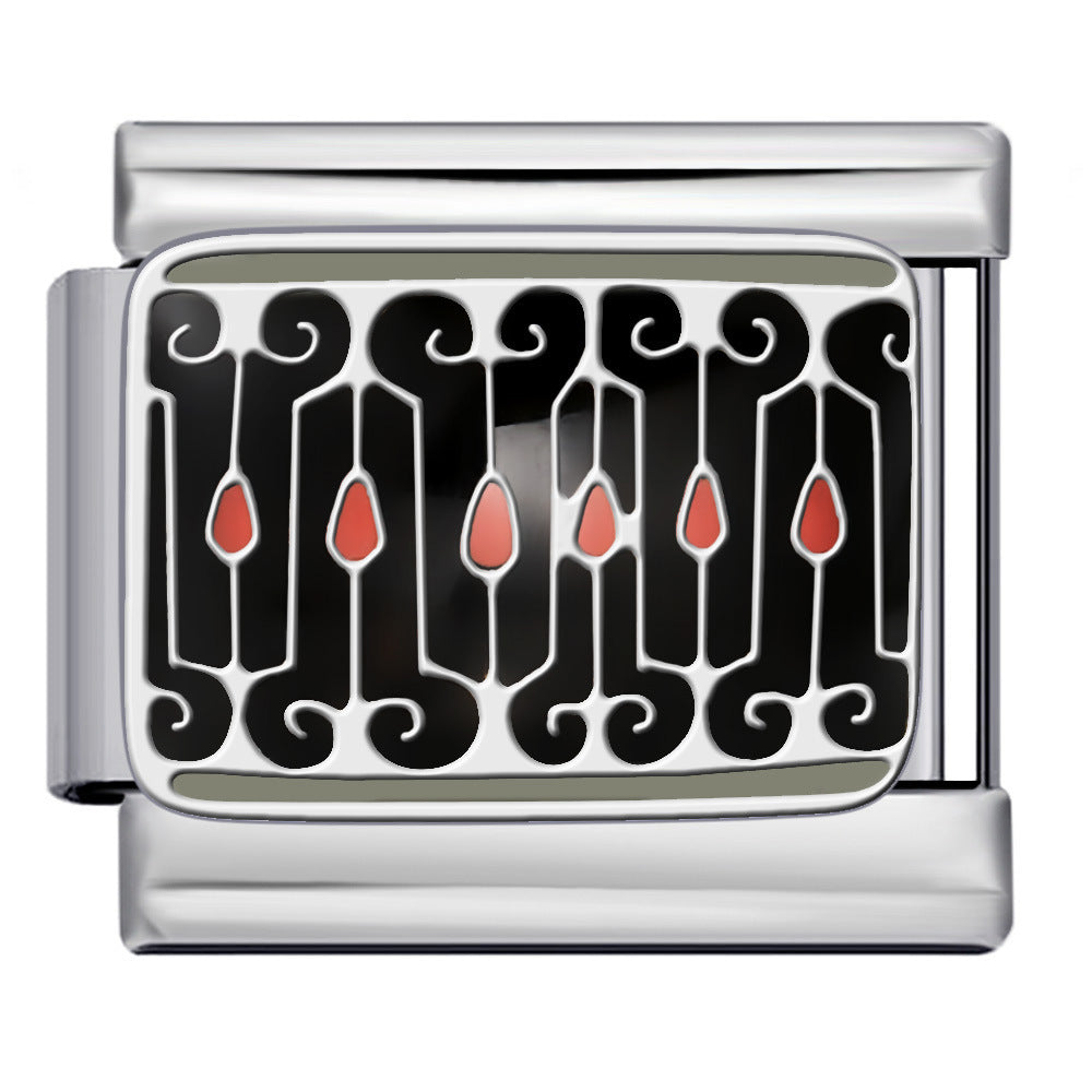 Wholesale 5pcs Italian Charm Bracelet 9mm DIY Splicing Black Pink Pattern Stainless Steel Composable Bracelet