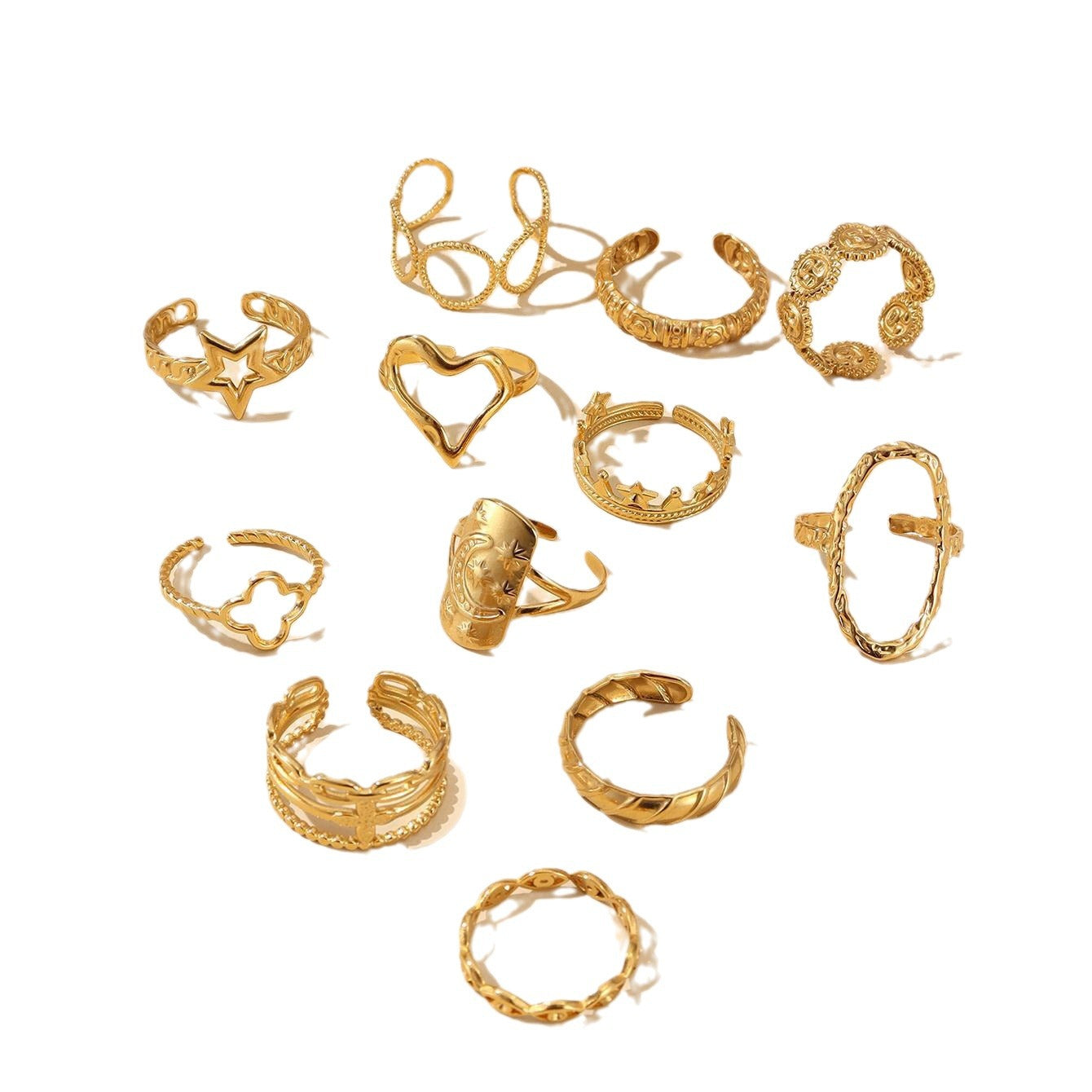 Wholesale Star Sun Moon Stainless Steel Rings 18k Gold Plated Rings ACC-RS-MuC014