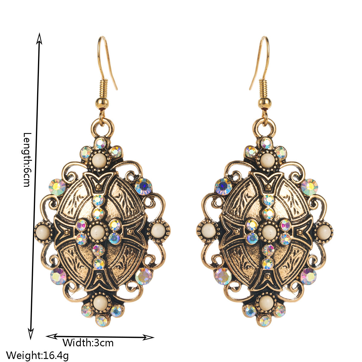 Wholesale retro-style turquoise inlaid earrings