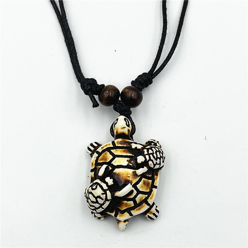 Wholesale Vintage Turtle Necklace Carved Turtle Pendant Resin Sweater Chain ACC-NE-ShuangDe001