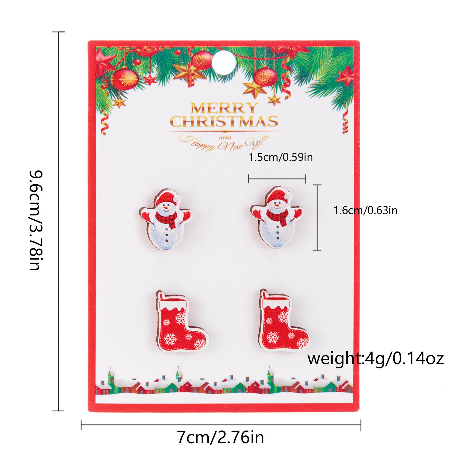 Wholesale Christmas Snowman Snowflake Wood Earrings Set ACC-ES-YingHao001