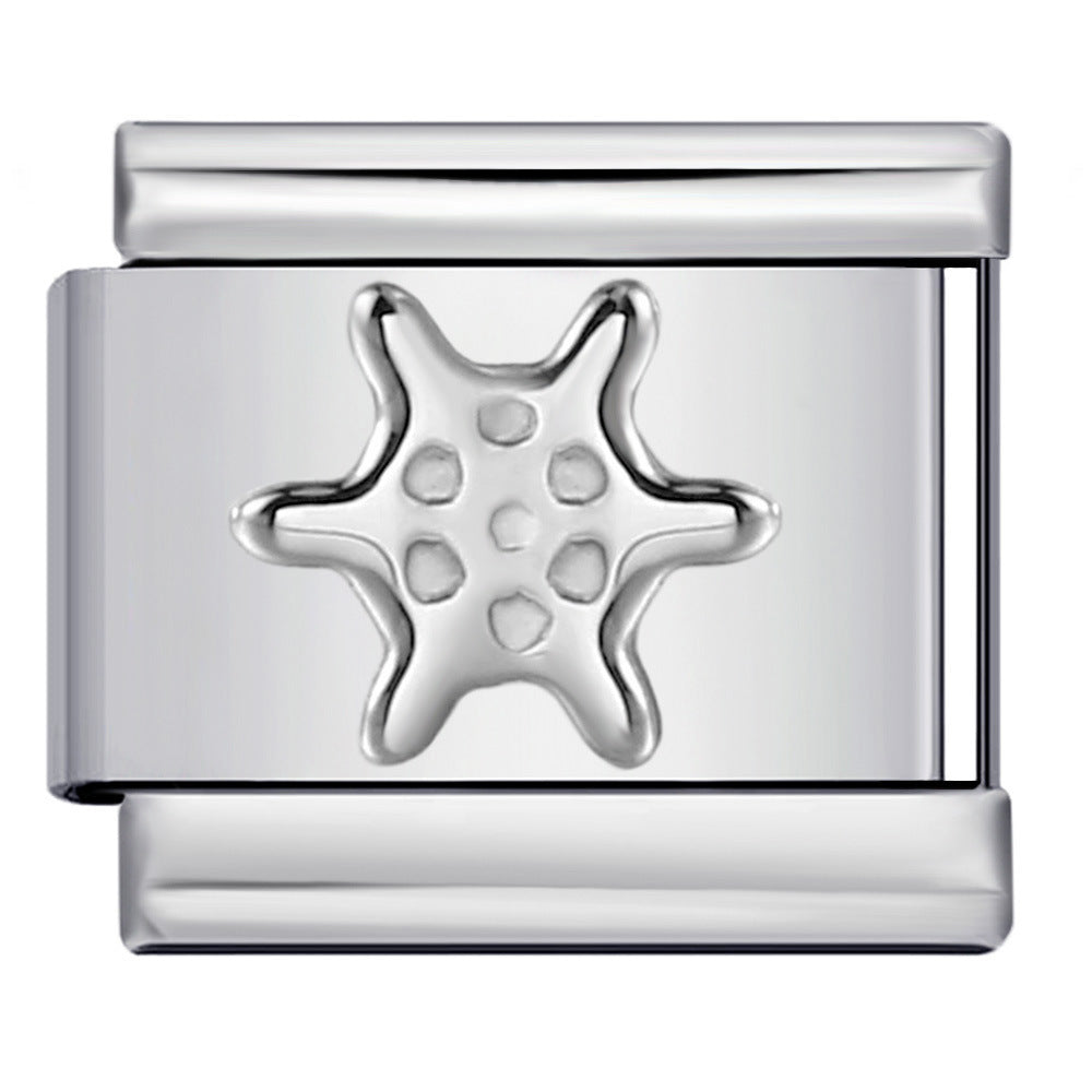 Wholesale  Italian moduleTitanium steel convex silver stamping pattern DIY bracelet