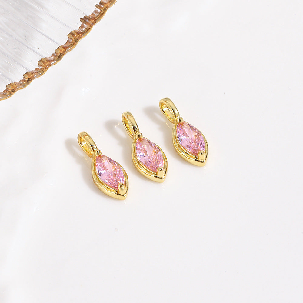 Wholesale 18k gold-plated copper color-preserving zircon marquise pendant