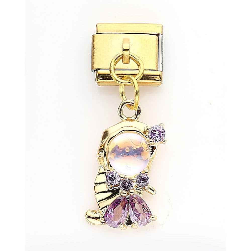 Wholesale 10pcs Italian Charm Bracelet 9mm DIY Splicing Golden Cherry Mushroom Stainless Steel Composable Bracelet