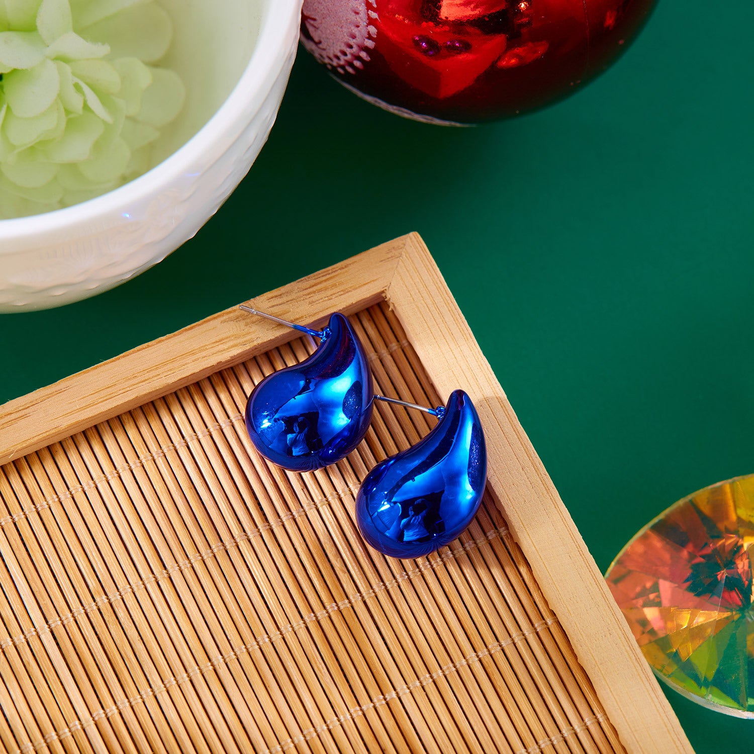 Wholesale Christmas Color Water Drop Alloy Earrings ACC-ES-YingHao003