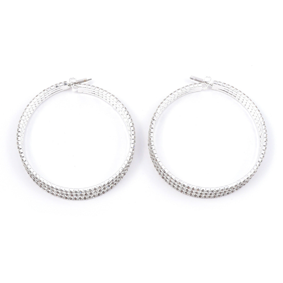 Wholesale  personalized earrings alloy Diamond-embedded craft popular round big earrings
