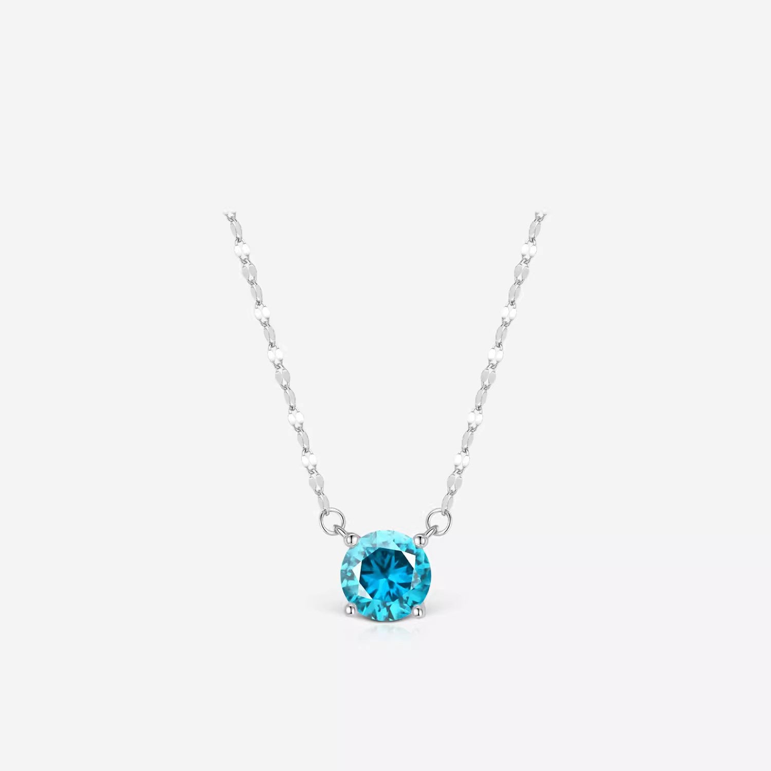 Wholesale Light Luxury Sea Blue Zircon Pendant Necklace,  Classic Four-Prong Design,  Fashion Jewelry Accessory for Women
