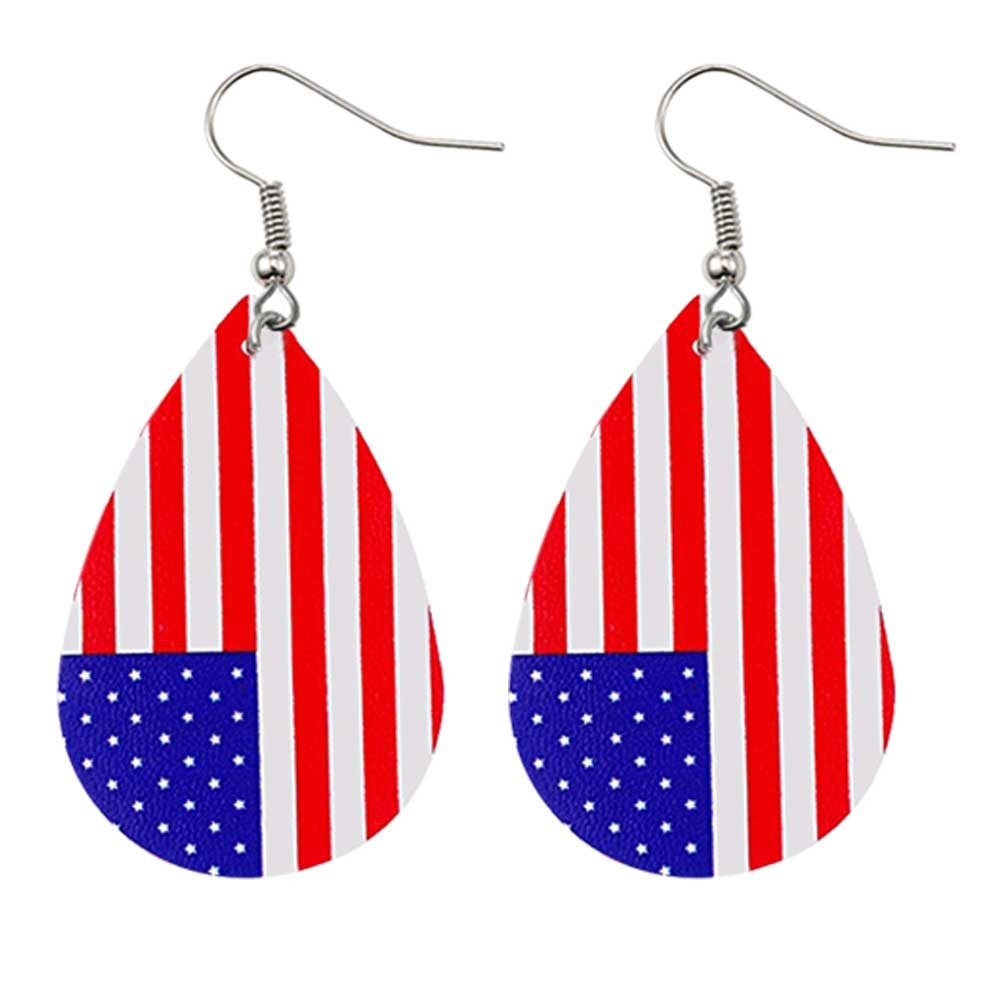 Wholesale American Independence Day Sunflower Leather Earrings ACC-ES-CY014