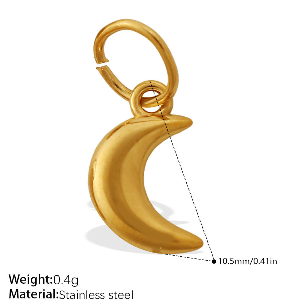 Wholesale Diamond-Encrusted Star and Moon Titanium Steel Pendant Accessories