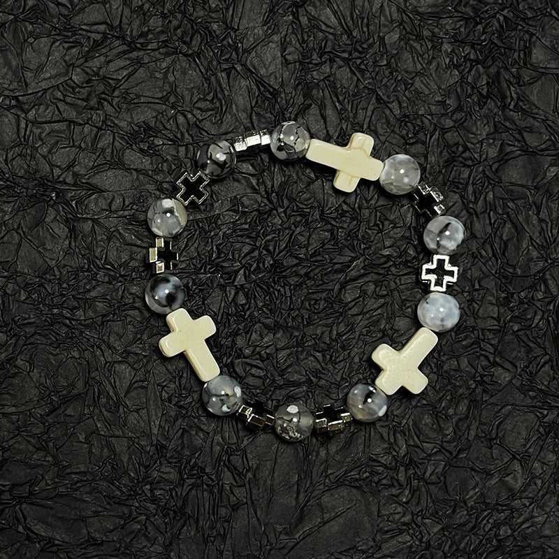 Wholesale Obsidian Cross Bracelet L Black Eight Billiards Bracelet