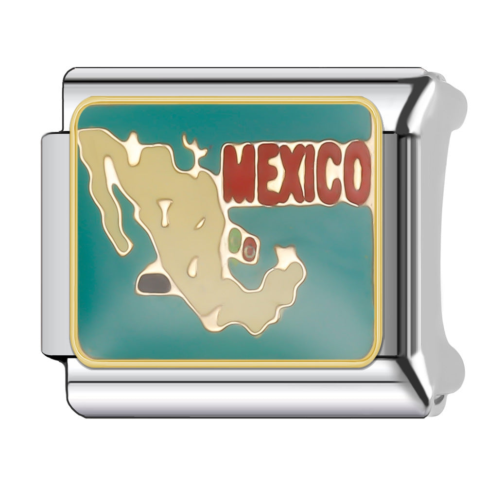 Wholesale Italian Charm Bracelet 9mm DIY Splicing National Tourism Scenic Logo Stainless Steel Composable Bracelet