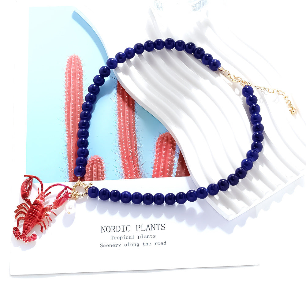 Wholesale Handmade Beaded Oil Drop Lobster Pendant Necklace