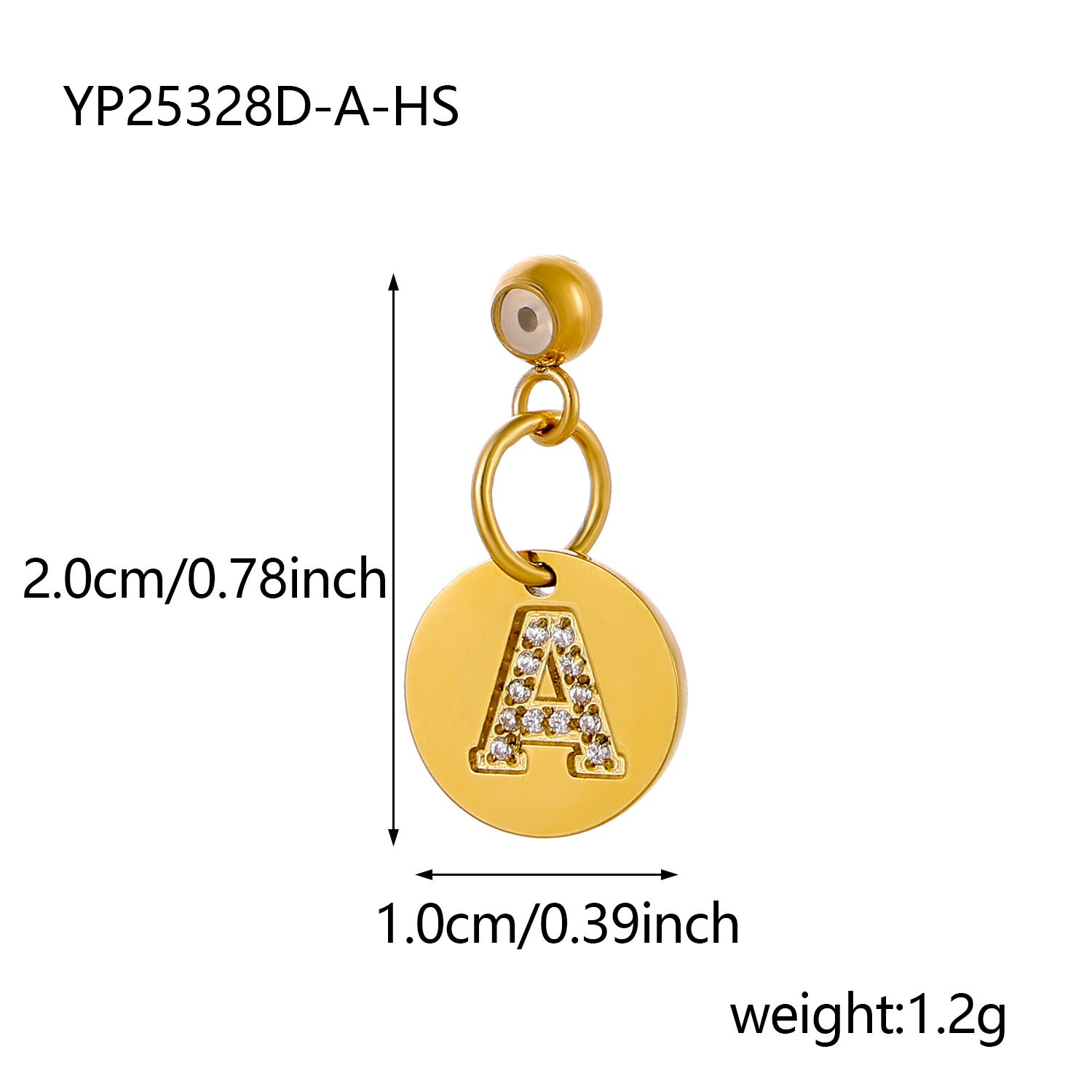 Wholesale  14K Round Brand Diamond Letter  Stainless Steel Pendant