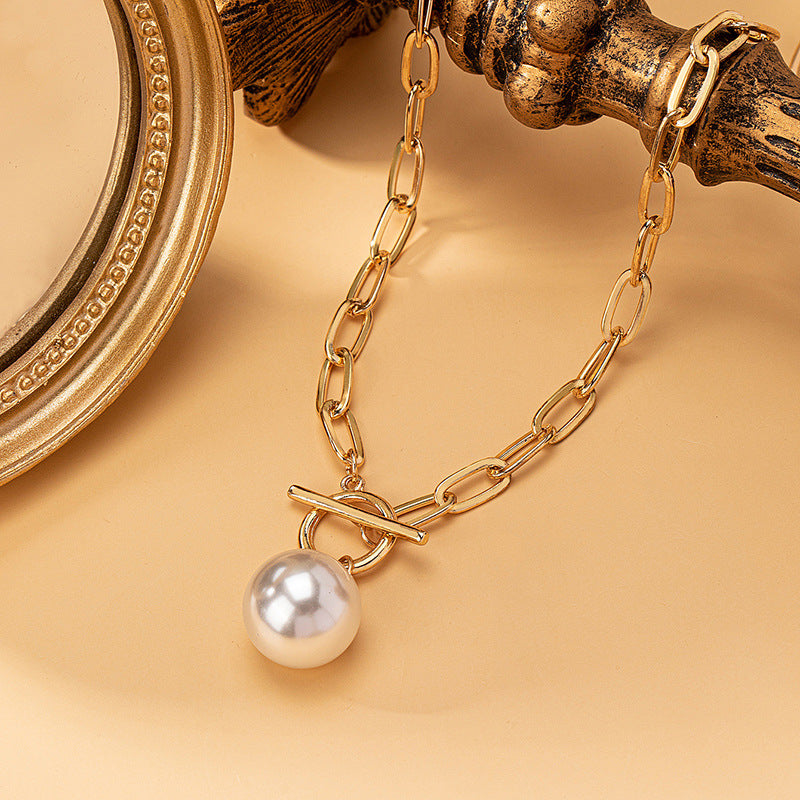 Wholesale  fashion handmade lock pearl pendant necklace