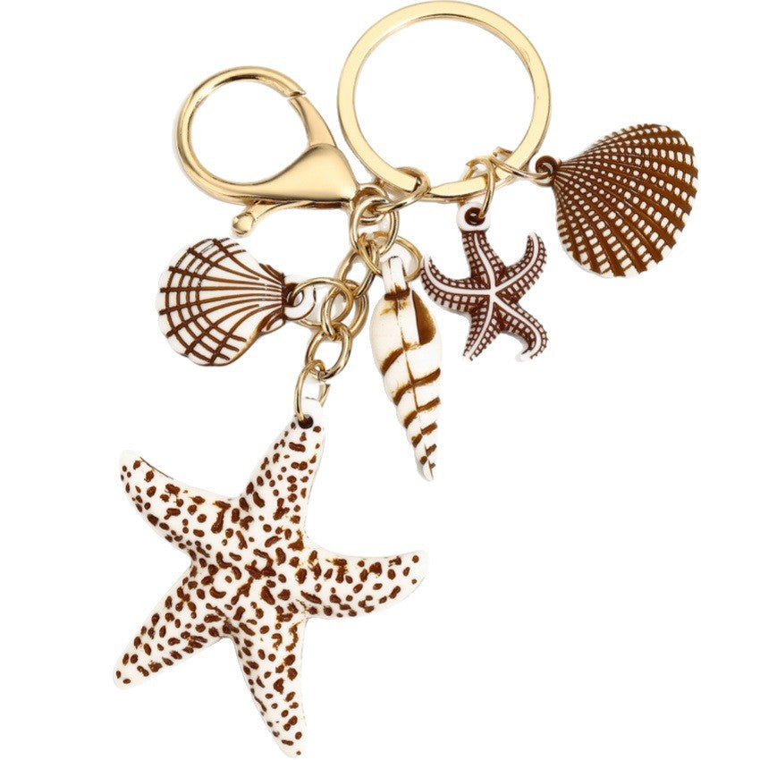 Wholesale Resin Starfish Seashell Ocean Series Keychain Pendant Fashion Bag Charm Wedding Gift