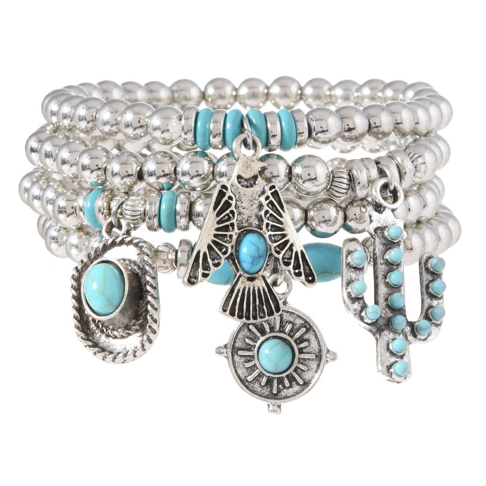 Wholesale Zinc alloy multi-layered red Valentine' s Day beaded bracelet